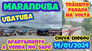 UBATUBA PRAIA DA MARANDUBA A CHUVA CHEGOU / MUITO TRÂNSITO NA NOSSA VOLTA TERÇA-FEIRA 14/01/2024