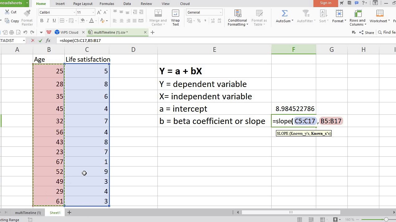 Regression Analysis With MS Excel - YouTube