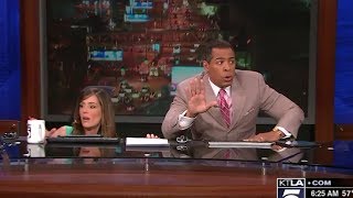 EARTHQUAKE TODAY LA - KTLA anchors diving under desk as tremors rattle studio in earthquake today