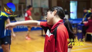 beautiful girl with hammer forehand (Shanghai transportation university)