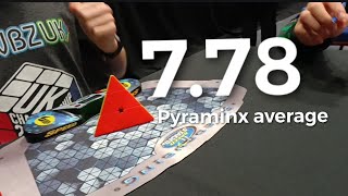 7.78 Pyraminx average *PR Also 5.49 single *PR