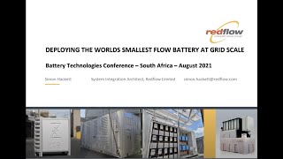 Deploying Redflow Zinc Bromine Batteries from Houses up to Grid Scale