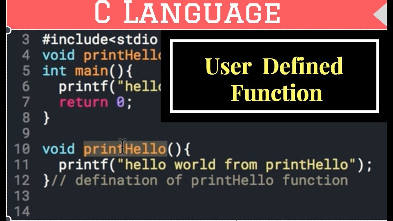 User Defined Functions In C - YouTube