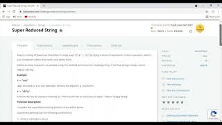 Hacker rank problem -super reduced string.... #coding #learning