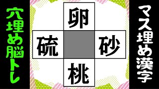 🌐漢字のマス埋めパズル🌐中央の四角に共通する漢字は？二字熟語を4つ完成させる脳トレクイズvol82