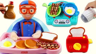Blippi Pretend Cooking Huge Play Doh Breakfast Meal Time with Toy Kitchen Stove & Toaster Playset!