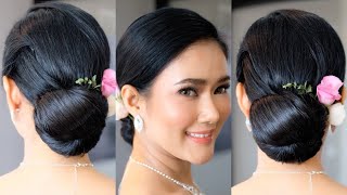 Easy Low Bun Wedding Hairstyle Tutorial สอนเกล้าผมเจ้าสาวมวยต่ำแบบง่ายๆ โดย ครูหญิง ภัครา ปิติปฐมสิน