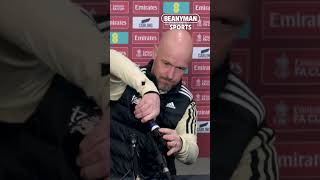 Erik ten Hag destroying the mic at the start of today's press conference 😂😂