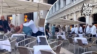 Restaurant brawl erupts between Italian waiters and ‘foreign’ patrons in wild video