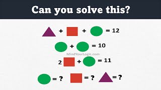 Triangle Circle Square Math Equation Puzzle