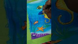 Under the ocean 🐳 🌊 living creatures 🐠🐡🦐drawing #shorts #art #drawing #youtubeshorts #painting