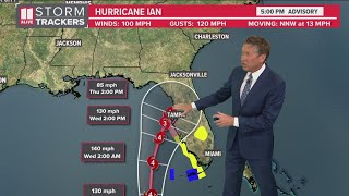 Monday 5 p.m. update | Hurricane Ian: Path and track of hurricane