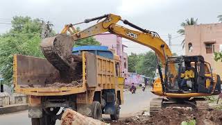 JCB JS140 excavator earthwork loading in tipper truck Ashok Leyland|| jcb video........