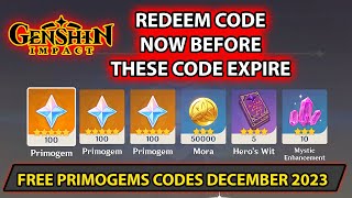 Genshin Impact  Free Primogems Codes December 2023 (Redeem Now Before These Code Expire) Update 4.3