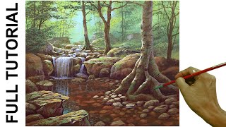 Tutorial : Acrylic Painting Landscape / Forest Waterfall / JMLisondra