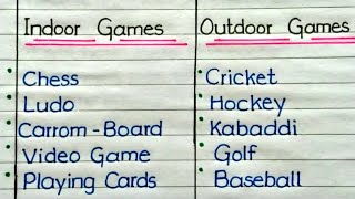 Indoor and Outdoor Games Name In English ll 15 Indoor Outdoor Games Name ll