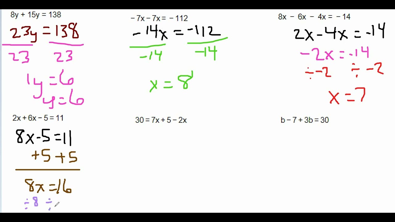 Solving Multi Step Equations 1 Youtube