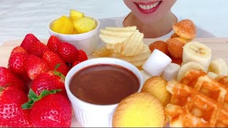 MUKBANG/Eating Sounds |Melting Chocolate Fondue🍫Try dipping it in potato chips!| ASMR/Eating Show