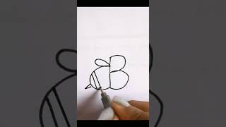 How to draw Bee with letter B #shorts