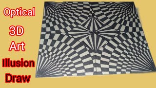 how to make a 3D art...! how to optical illusions 3D Illusion on paper step by video.! very easy art