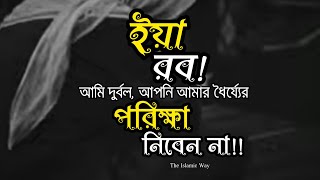 ইয়া রব! আমি দুর্বল... আপনি আমার ধৈর্য্যের পরিক্ষা নিবেন না....