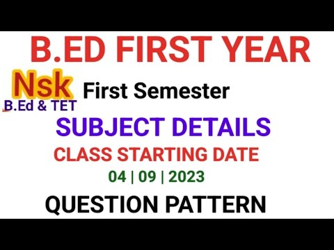 B.ED FIRST YEAR | FIRST SEMESTER | SUBJECT DETAILS - YouTube