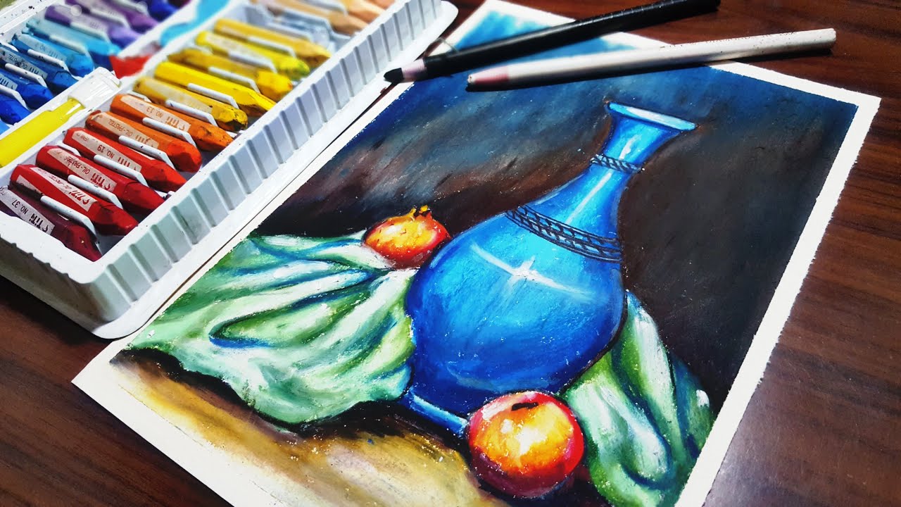 How To Draw Still Life Step By Step With Oil Pastel For Beginners - YouTube