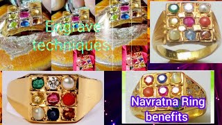 #gold #engrave #navratna #ring Navratna engrave techniques and stone fitting work, gold stone ring