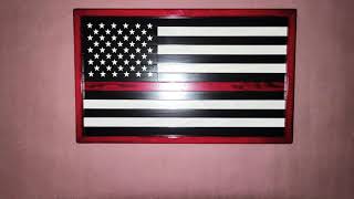 Thin Red Line Wood Flag