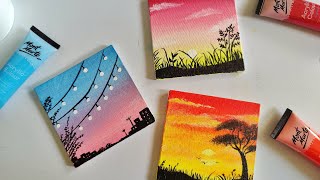 3 Paintings for beginners || 3 mini canvas paintings || aesthetic paintings