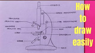 How to draw Microscope diagram for beginners - step by step