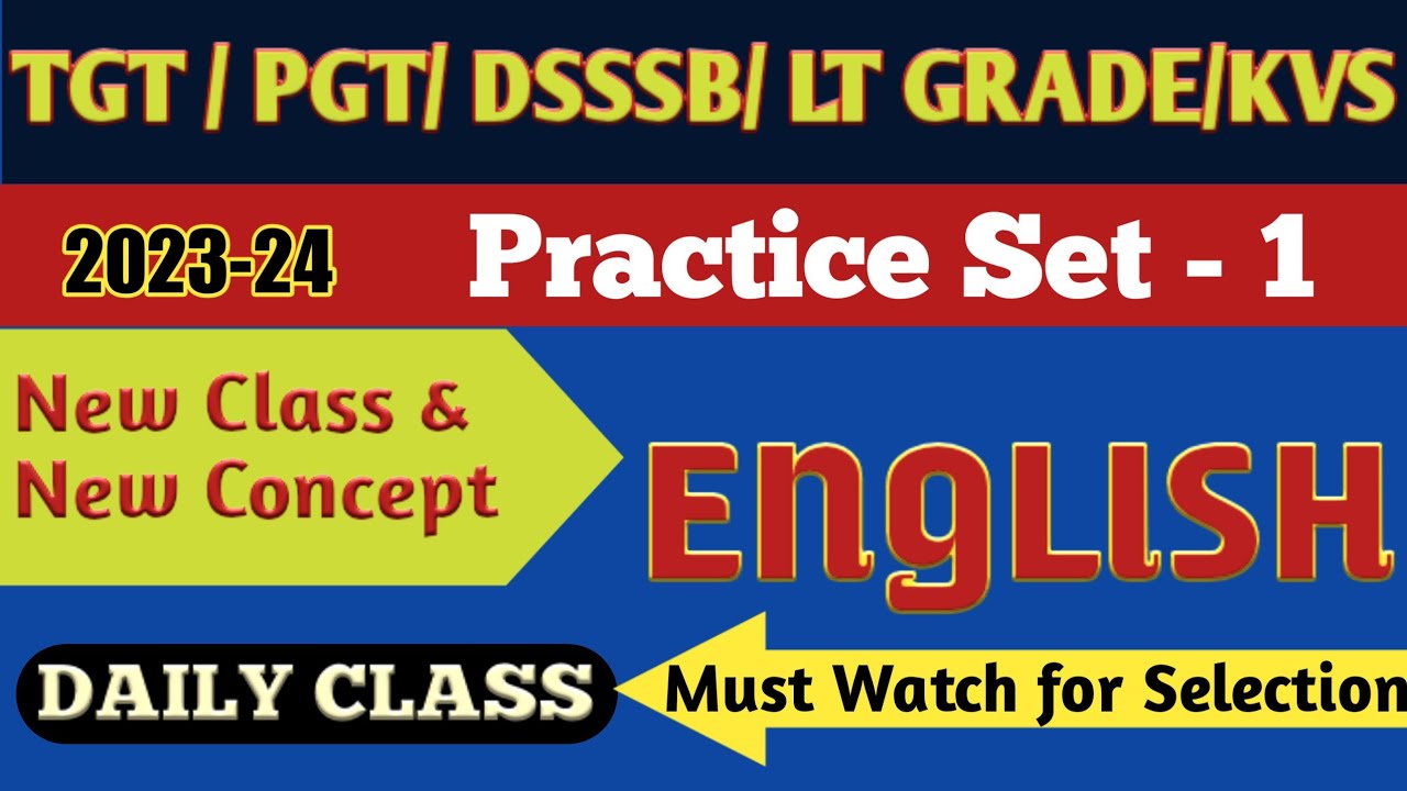 Practice Set 1||Tgt Pgt Lt Grade DSSSB Exams||English Literature ...