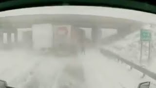 Unbelievable! DASH CAM Footage Snow Storm Pile Up