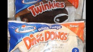 Hostess: Chocolate Cake Twinkies \u0026 White Fudge Ding Dongs Review