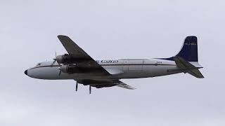 Everts Air Cargo DC-6F N151 departs Anchorage, AK  11 July 2016.