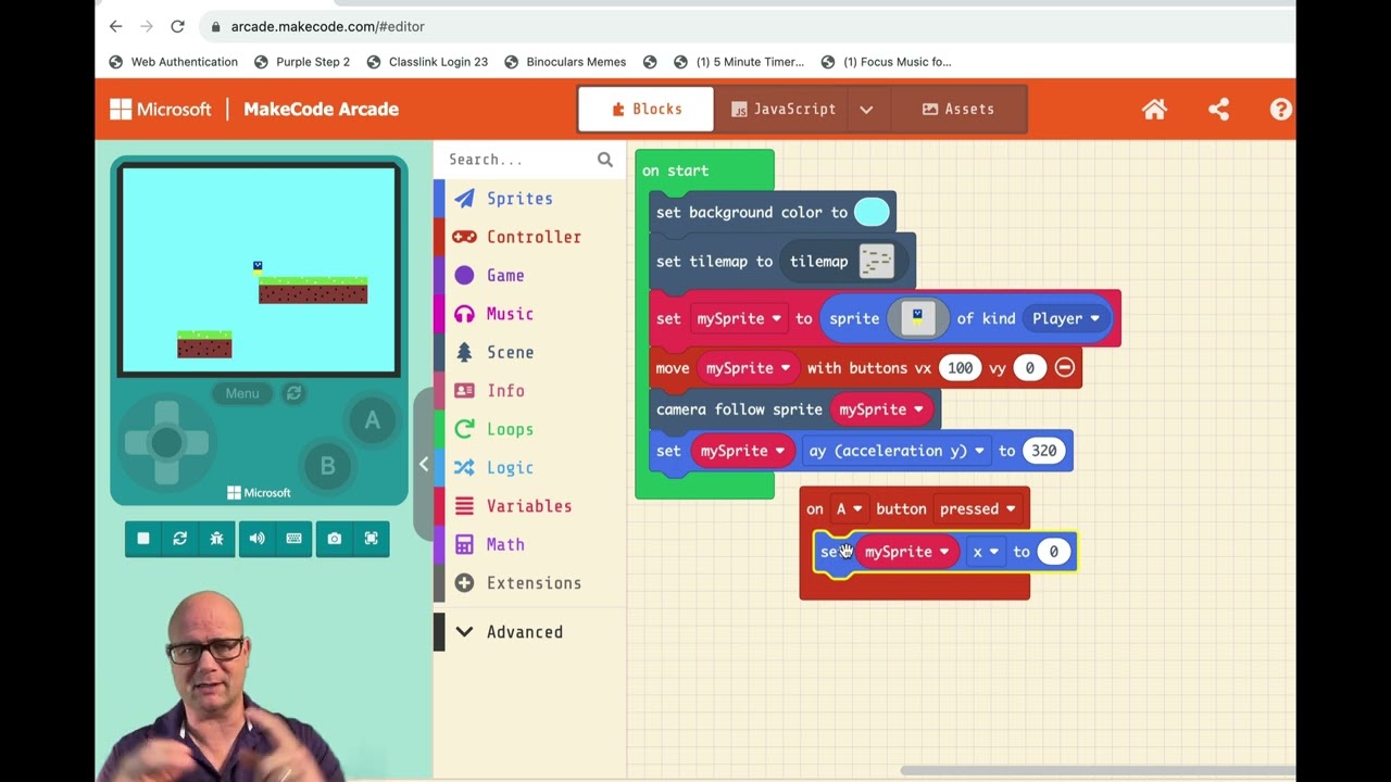 How To Code A Makecode Arcade Sprite To Move With Gravity - YouTube