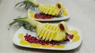 How to cut PINEAPPLE DUCK SHAPED  | Fruit carving for beginners.