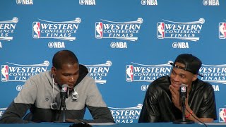Kevin Durant, Russell Westbrook scoff at question about Steph Curry's defense