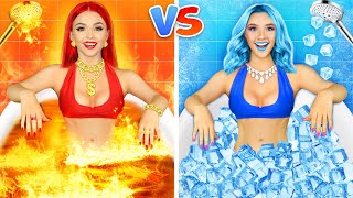 Hot VS Cold Girl Challenge | Girl on Fire VS Icy Girl Awkward Situations by RATATA