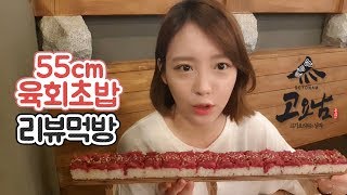 슈기 홍대 55cm 육회초밥을 먹어보았다 야외리뷰먹방 !!! 슈기♬ Mukbang