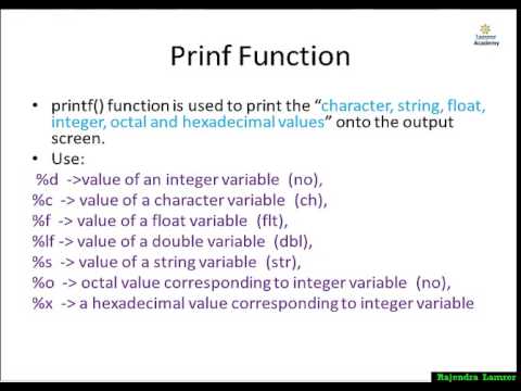 C Tutorial 31 : Scanf & Printf Function In C Programming In Hindi - YouTube