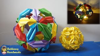 Origami kusudama , paper flower ball , easy paper lamp