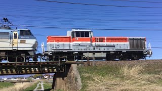 【貨物列車】R6.3.27   8865レ（稲沢→吹田タ）EF66ｰ123（サメ）＋ﾑﾄﾞ   DE10-1557    大垣駅の近く　通過シーン！