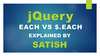 learn jQuery, each vs $.each method #jquery #jquerytutorial #selectors #eachmethod