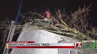 Crews clear fallen trees in Raleigh after storms hit