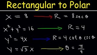 Rectangular Equation to Polar Equations, Precalculus, Examples and Practice Problems