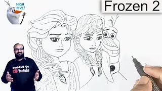 How to draw Elsa and Anna together | Frozen 2 Word Drawing
