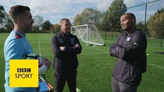 The NFL Show's Osi Umenyiora takes on West Ham's Adrian - BBC Sport