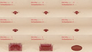 Blender FLIP Fluids - Surface tension vs. Viscosity comparison