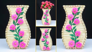 How to make a flower vase at home | flower vase making with popsicle sticks